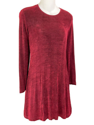 Gap Dress Small Red Slinky Travel Knit Stretchy Pullover Shapely Tunic Acetate S