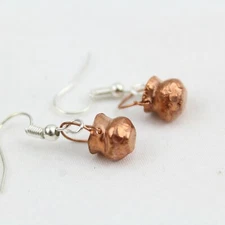 Copper Earrings Pair Cazo CAULDRON POT Shape Mexican Handcrafted Lightweight