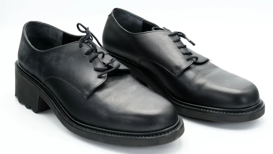 Robert Clergerie Taxih Mujer Talla 9.5B Cuero Negro Cordones Oxford 2 1/2" Tacones Foto 4 de 4