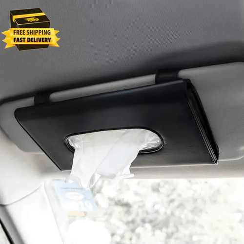 Visor Tissue Box Holder PU Leather Van Truck Vehicle Car Tissues Case Dispenser
