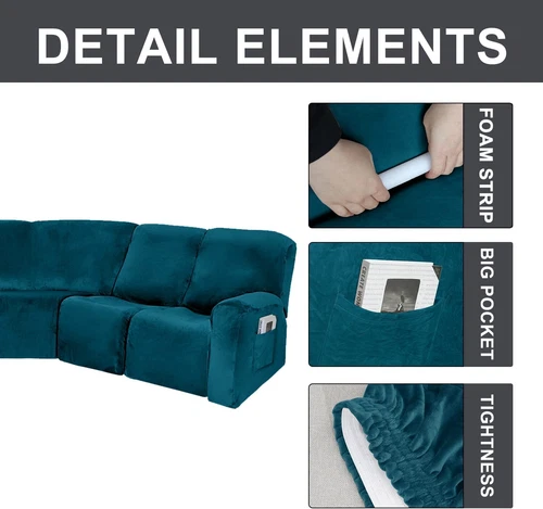 Anbausofabezug 5-Sitzer Ecksofa Couch Schonbezug Stretch Möbelbezug - Bild 114 von 134