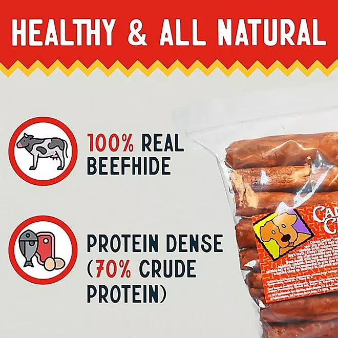 25 Ct. Canine Chews 8" Basted Rawhide Retrievers for Dogs Flavor Beef