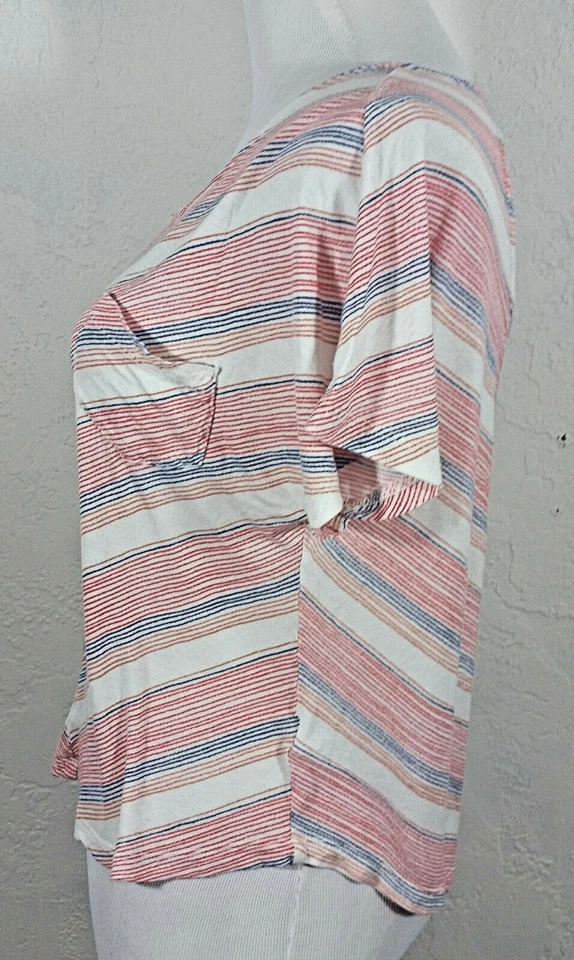 Camisa Kirra Mujer Top Grande Rayas Chevron Espalda Abierta Manga Corta Multicolor Foto 4 de 4