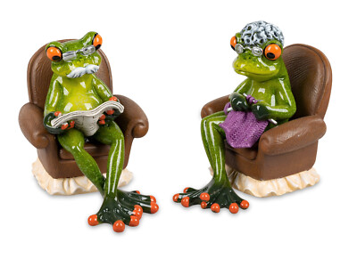 Formano Frosch Oma oder Opa im Sessel Deko Figur Frösche aus Kunststein