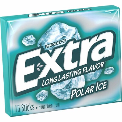 Wrigley's Extra Polar Ice Sugar-Free Gum, Pack of 10 (15 Sticks per Pack)