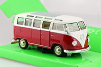Vw T1 Bus Samba 1963 Rot-Weiß 1:24 Welly Modellauto