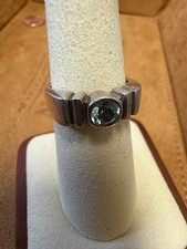 Vintage Blue Topaz Gemstone Sterling Silver 925 Retro Fashion Ring Size 7 4466
