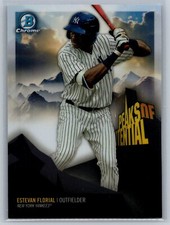 2018 bowman chrome baseball estevan florial peaks of potential rookie card