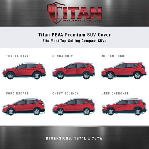 Titan Premium Multi-Layer PEVA Car Cover for Compact SUV 170-187". Waterproof... - 第 5/8 張圖片