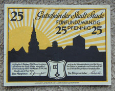 Geldscheine, Notgeld über 25 Pfennig, Stadt STADE, 1920 Jahr!!!