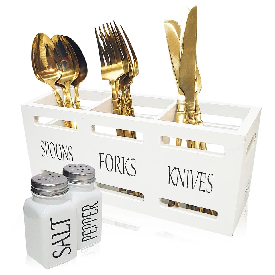 Wooden Utensil Holder - Utensil Caddy, Cutlery Organizer for Kitchen Countertop - Image 2 of 4