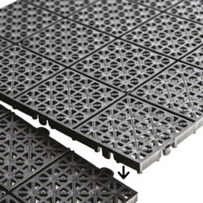 Bodenfliese aus Kunststoff in Schwarz Klickfliese Terrassenfliese Garten Balkon