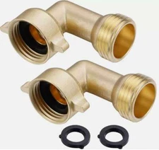 90-Degree Hose Elbow 3/4" Garden Hose Connector Solid Brass Adapter for RV Water