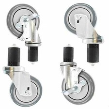 4 inch Caster Wheel Set for Commercial Kitchen Prep Tables, 2 Wheels with Brakes