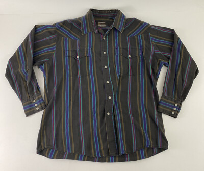Plainsman Men's Button Up Pearl Snap Long Sleeve Shirt - No Size Tag