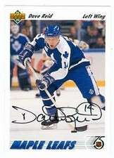 Dave Reid autographed hockey card (Toronto Maple Leafs) 1991 Upper Deck #217