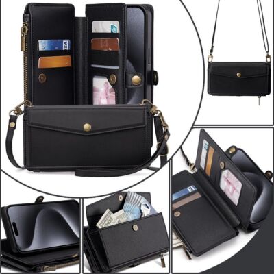 MOTO One Macro/E7PlusG8Power Case Doka cards slot zipper banknotes Crossbody bag