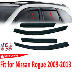 4pcs Visor Rain Guards Wind Deflector For Nissan Rogue 2009 2010 2011 2012 09-12 