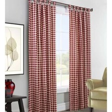 Buffalo check curtain panel pair red 63"L x 80"W 40"W each farmhouse tab top e