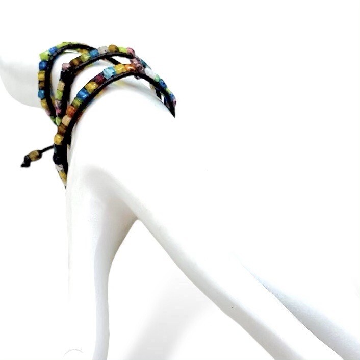 Wrap Bracelet Java Beaded Recycled Sea Glass Bead… - image 14