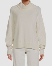  90 DKNY Women's Ivory Studded-Sleeve Turtleneck Sweater Size XS