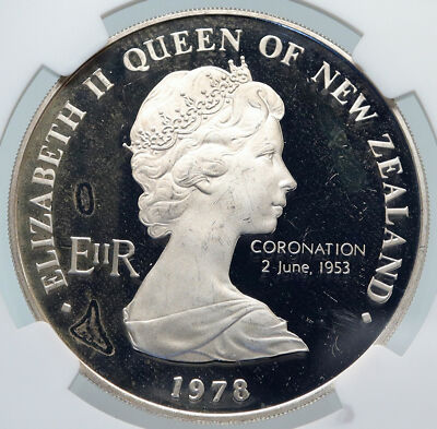 1978 NEW ZEALAND Queen CORONATION ANNIVER Elizabeth II Silver $1