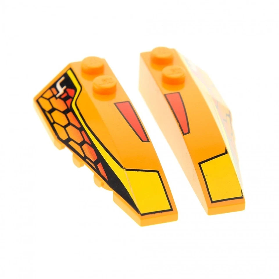 2xLego Keil Stein 6x2 medium orange rechts links bedruckt Racer 41747 41748pb006 - Bild 1 von 1