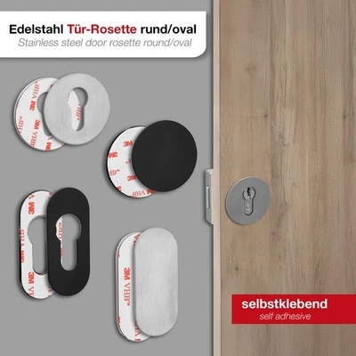 Tür-Rosette selbstklebend oval/rund Blind-Rosette Profilzylinder Schloss SOTECH