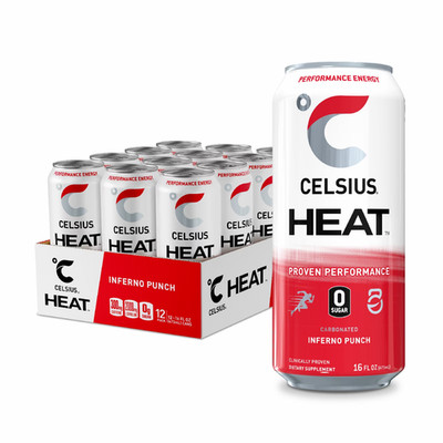 CELSIUS HEAT Inferno Punch Performance Energy Drink 16oz. Cans