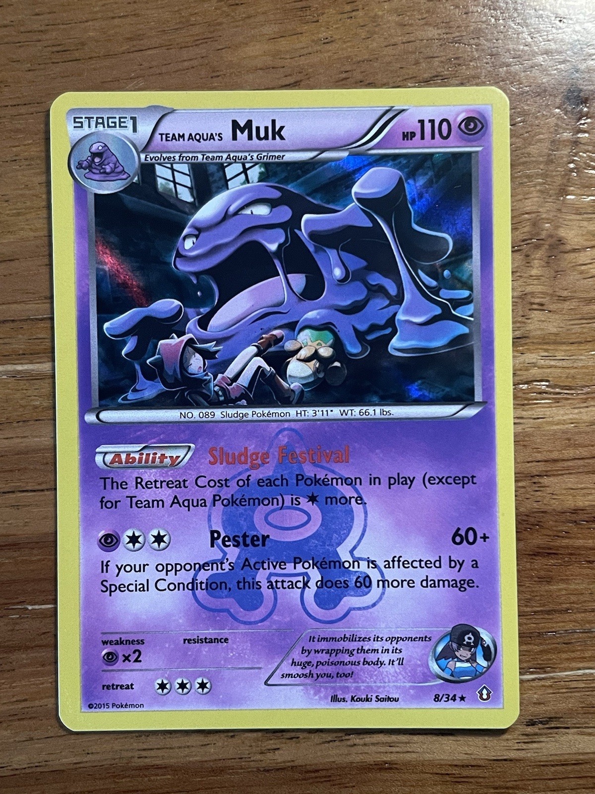 Team Aqua's Muk 8/34 Double Crisis Holo NM Condition