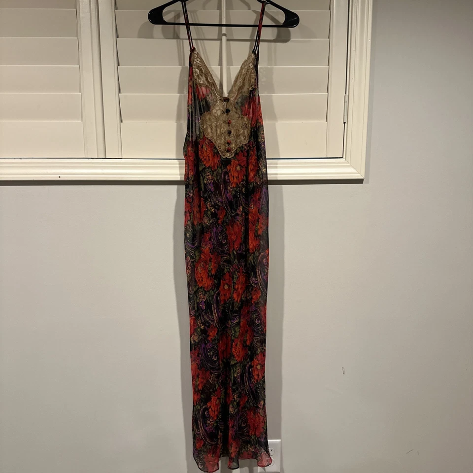 Conjunto de bata de vestir colección Jessica Lynn para mujer ribete de encaje satinado vintage-L Foto 2 de 4