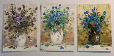 Quadro originale Aceo guazzo 3,5"x2,5" 3 pezzi firma sul retro