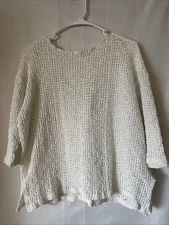 Tapemeasure brand White crochet Open Knit Textured Sweater  Med