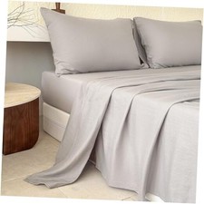 100 Muslin Cotton Sheet Set Size, 2-Layer Washed Cotton Gauze Queen Gray