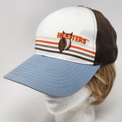 Hooters Rare Sample Hat Cap Unisex One Size Blue Brown Stripes Embroidered Owl