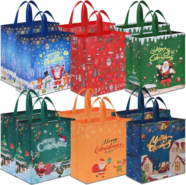 GeschenktüTen Weihnachten 12 StüCk 38X35X15Cm Wiederverwendbar Non Woven Mit-image