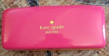 Kate Spade Pink Orange Eyeglass Hard Clamshell Case Eyes Design  Cleaning Cloth
