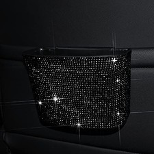 Car Trash Can, Hanging Trash Bin, Leakproof Garbage Organizer, Bling Black