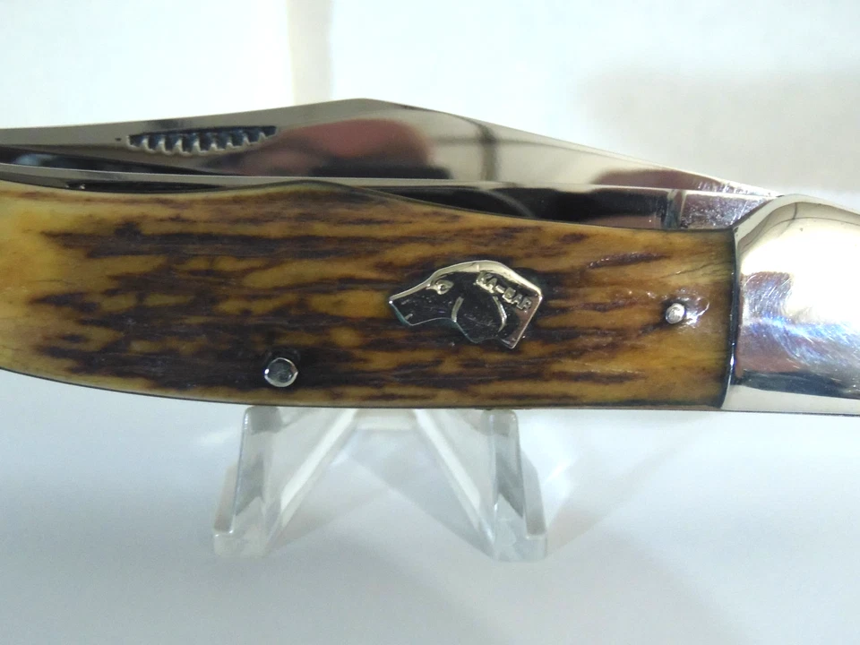 "Ka-Bar" "Cazador Plegable" 2 Hojas "Sambar Ciervo Escalas" "Escudo Perro" 1924-1927 Foto 3 de 4