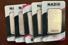 Lot of 5  NADIR 1 oz .999 Fine Silver Bars  In Sealed Assay Cards, Serial #'d