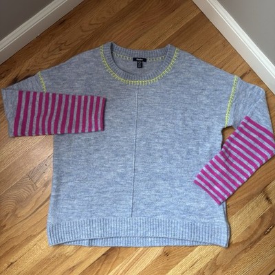 Hatley Avery Sweater Heritage Lagenlook Preppy Pink Stripes Wool Blend Size XL
