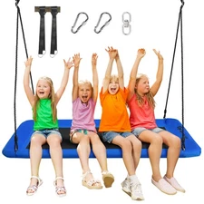 Costway 700lb Giant 60" Platform Tree Swing Outdoor w/ 2 Hanging Straps Blue