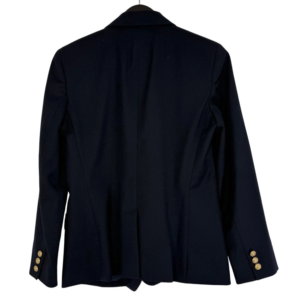 Ralph Lauren Blue Label Navy Wool Blazer Size 12 Embroidered Beaded RL Logo - Image 2 of 4