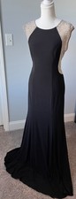 Xscape black nude crystal beaded gown, size 6, excellent condition