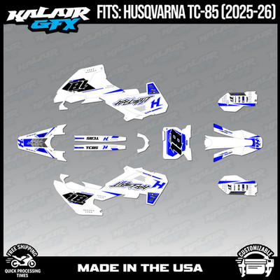 Graphics Kit for Husqvarna TC85 (2025-2026) Rebel Series - BLUE-SHIFT