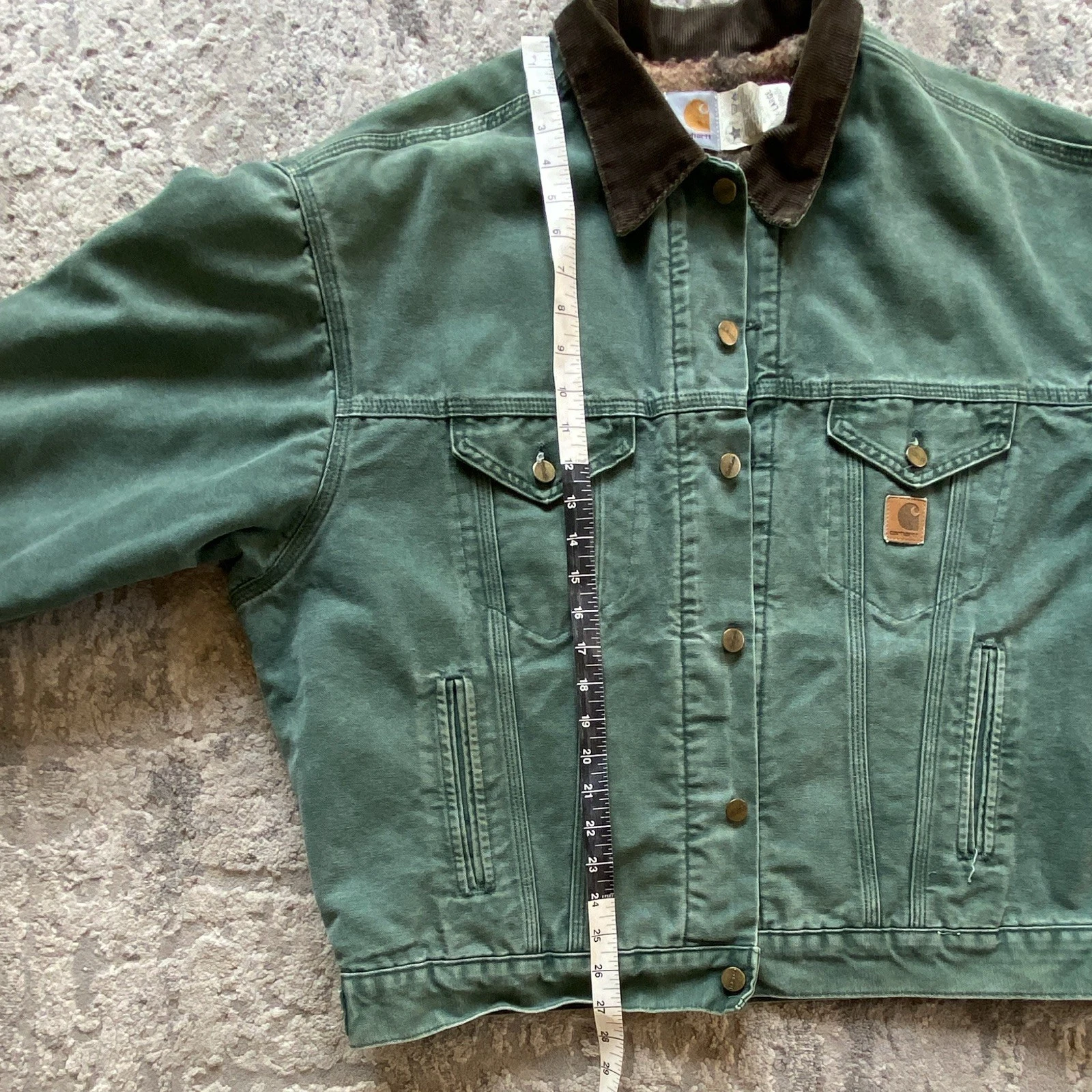 VTG 90s Carhartt JB0694 Blanket Lined Hunter Green Workwear Trucker Jacket XL image 8