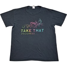 Take That T Shirt Large Women's Black Cotton Progress Tour Concert Boyband