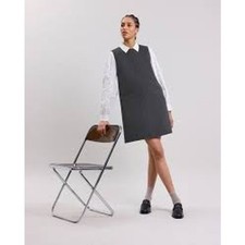 ZARA | L | Knit Mini Sweater Dress Pullover Sleeveless Wool Women's Gray