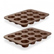 Nutrichef 24 Cup Muffin Baking Pans - Deluxe Non-Stick Cupcake (Pair) NC2TRCP3
