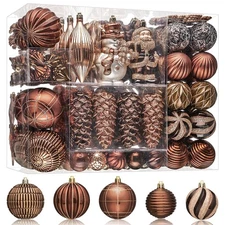 179PCS Christmas Tree Ornaments, Shatterproof Plastic Decorative Baubles for ...